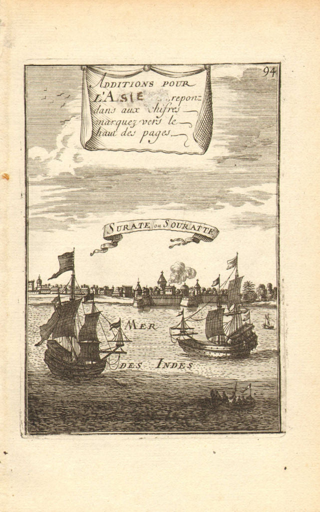 GUJARAT. View of the city of Surat. Fortifications. 'Surate'. India. MALLET 1683